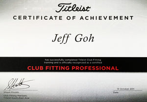 Official Titleist Club Fitter Certificate